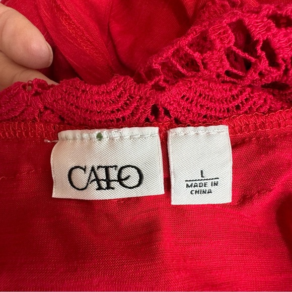 Cato Tiered Ruffle Crochet Lace Racer Back Top - Picture 4 of 6